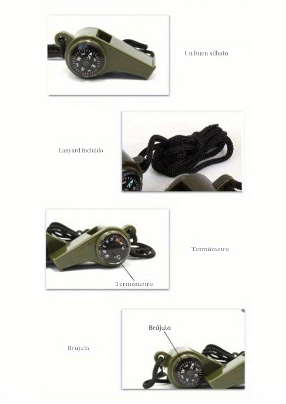 Silbato & Brújula & Termómetro 3 en 1