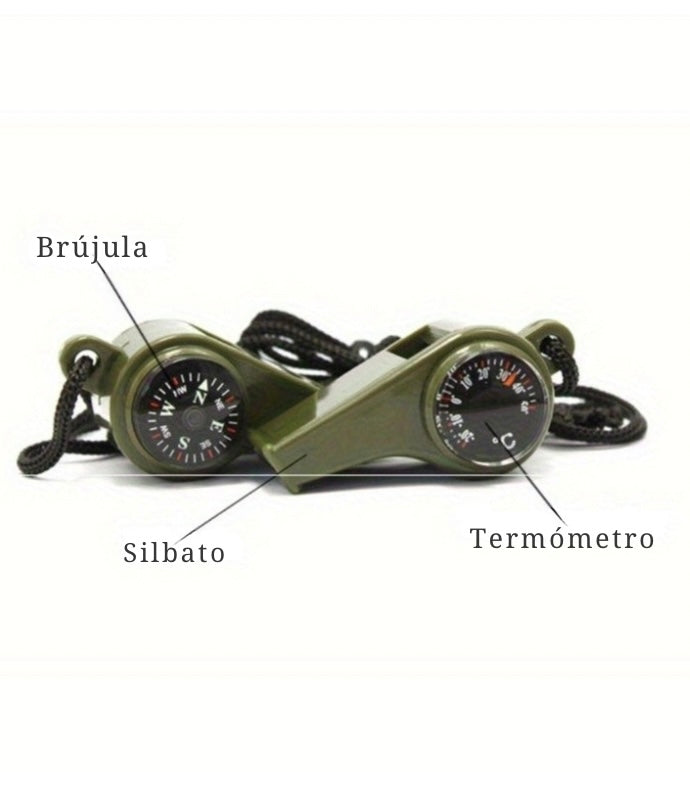 Silbato & Brújula & Termómetro 3 en 1